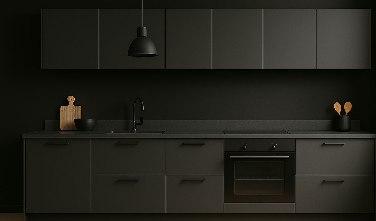 Du noir ou charbon pour renforcer le style d’une cuisine gris anthracite