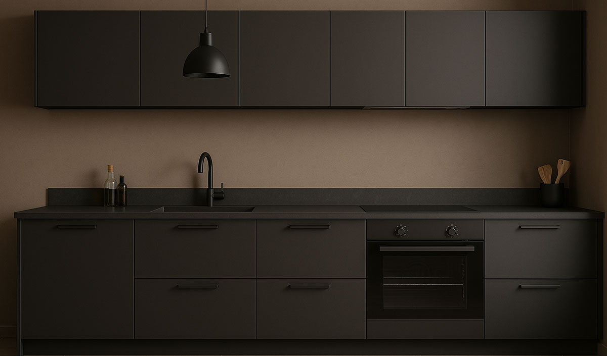 Du taupe pour une cuisine gris anthracite à l’ambiance naturelle