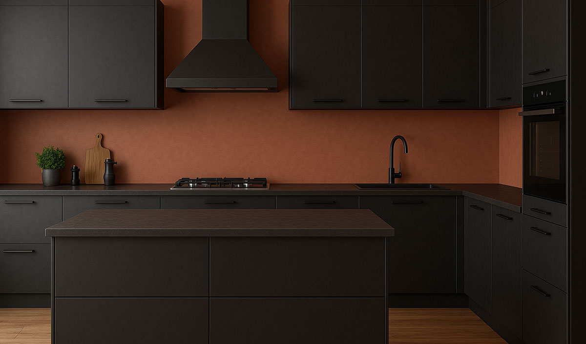 Du terracotta pour créer une cuisine gris anthracite plus conviviale