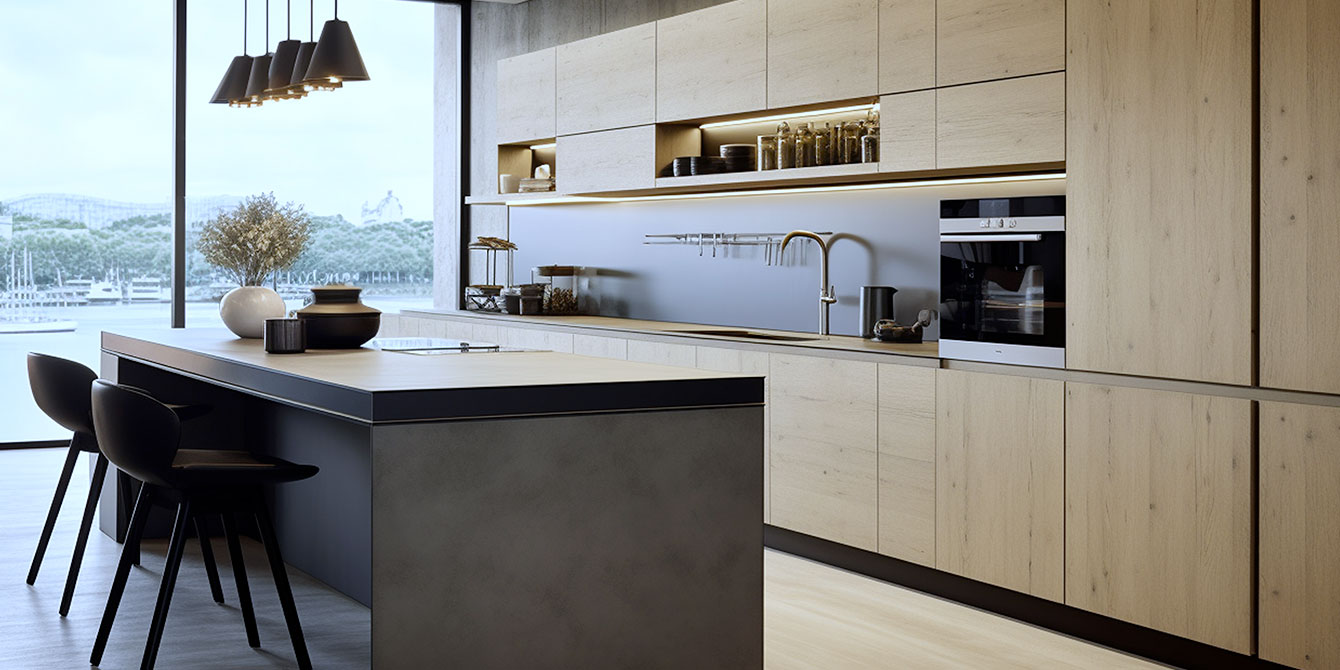 Les associations de couleurs audacieuses pour une cuisine en bois clair au style contemporain