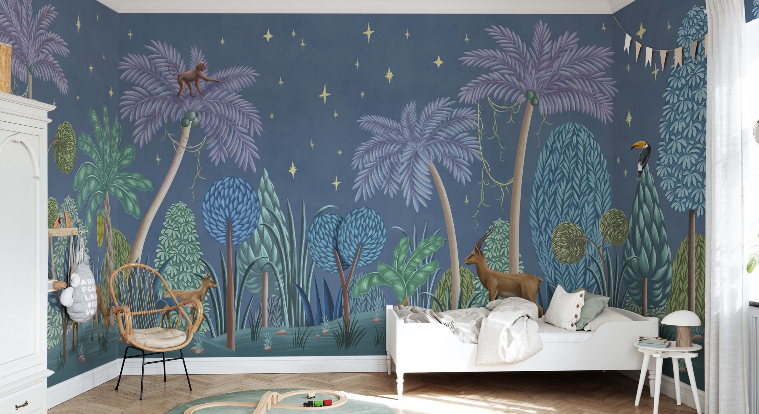 Tapisserie pour chambre d'enfant avec ciel étoilé