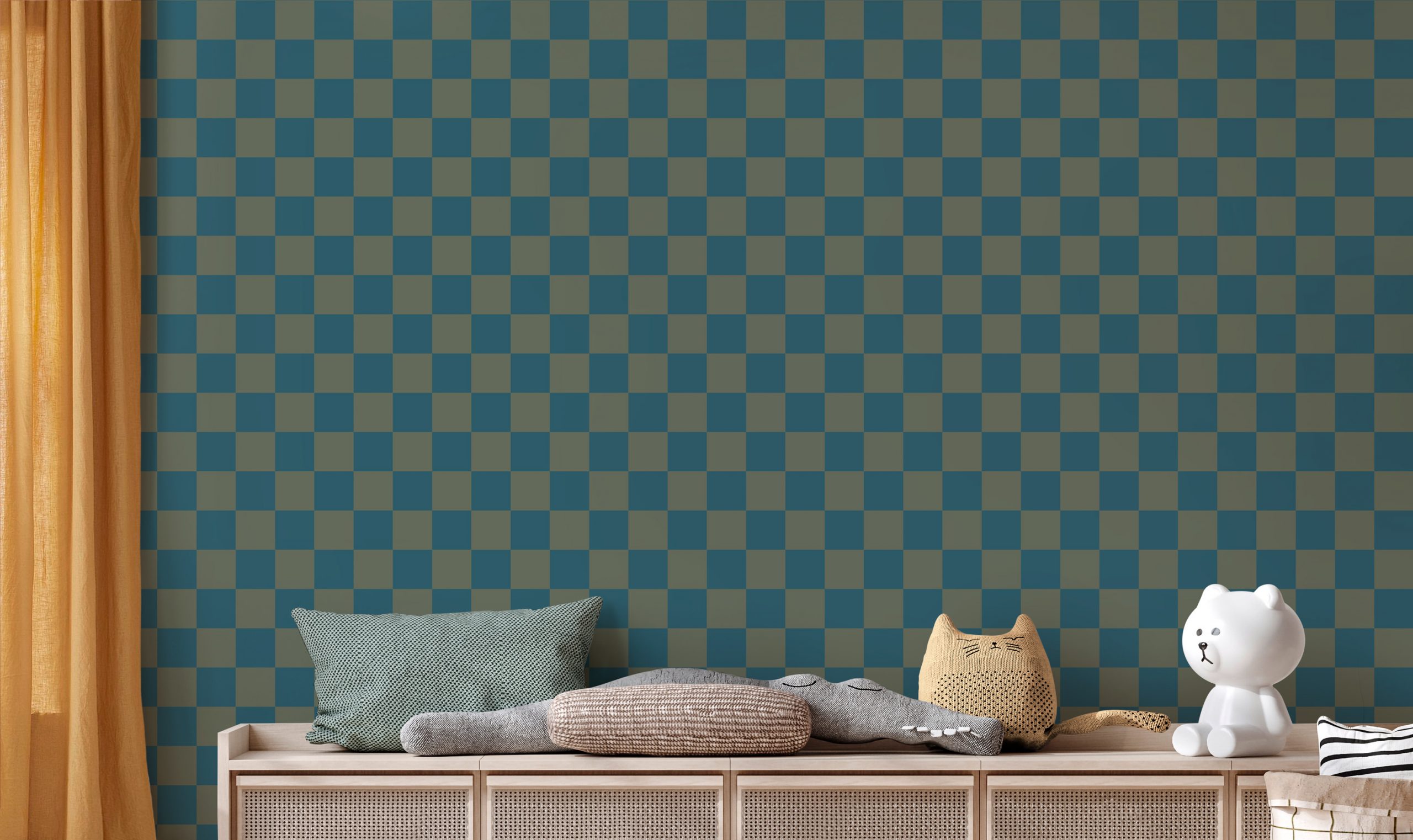 Tapisserie pour chambre d'enfant avec motifs géométriques