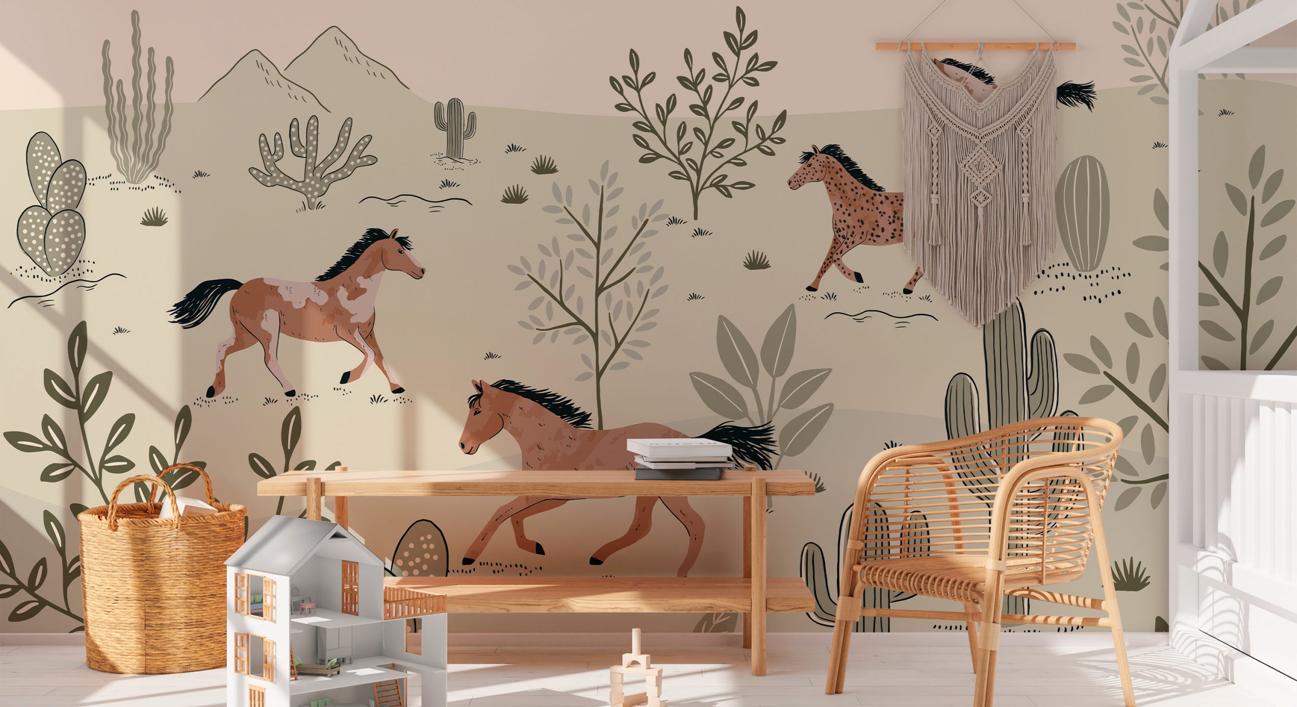 Tapisserie pour chambre d'enfant avec des animaux