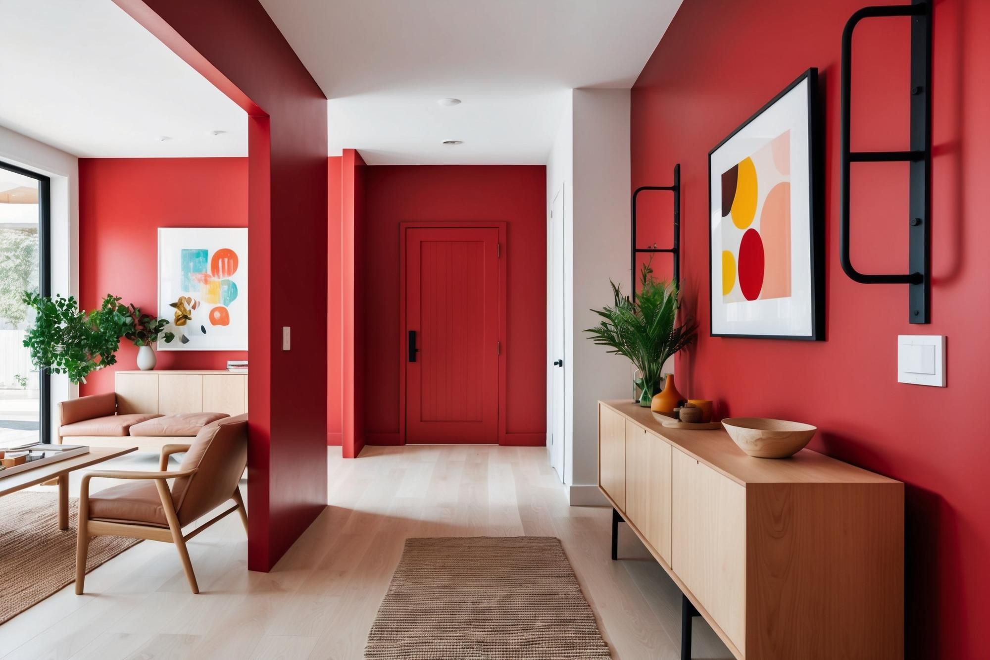 La peinture pour structurer les espaces entre l'entrée et le salon