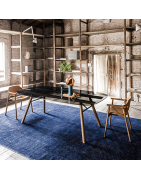 Table en bois et verre