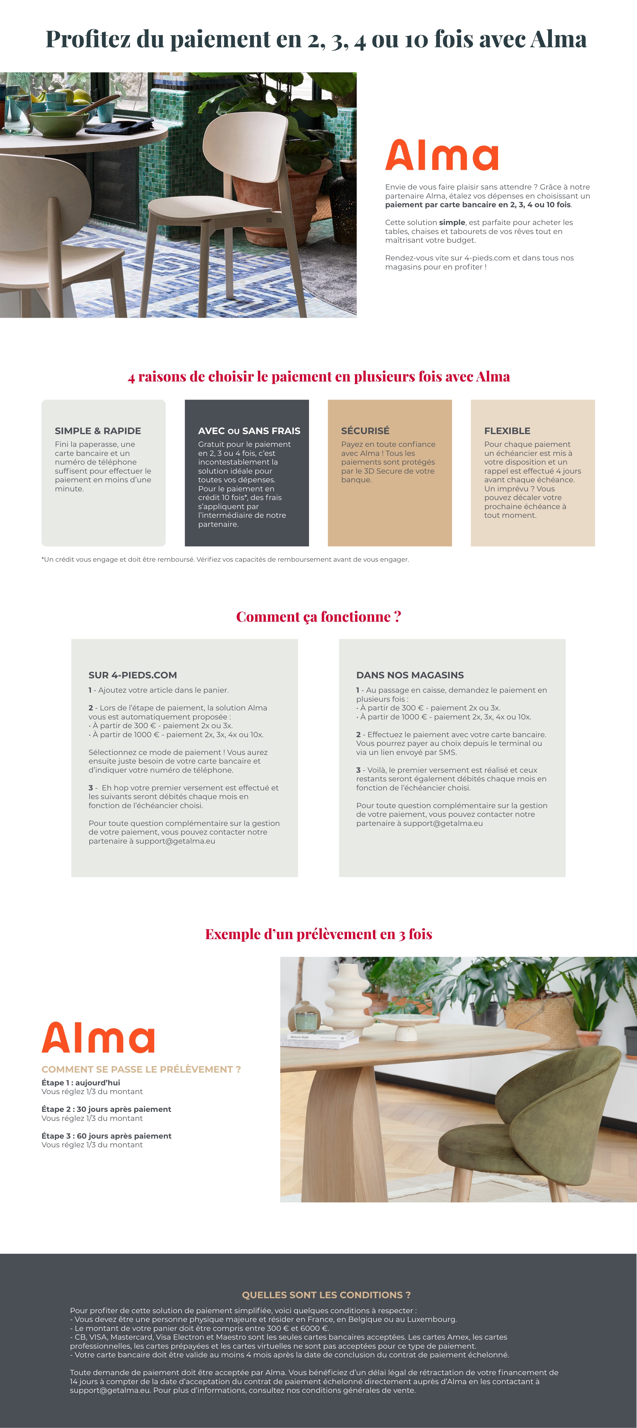 Profitez du paiement en 2, 3 ou 4 fois avec Alma