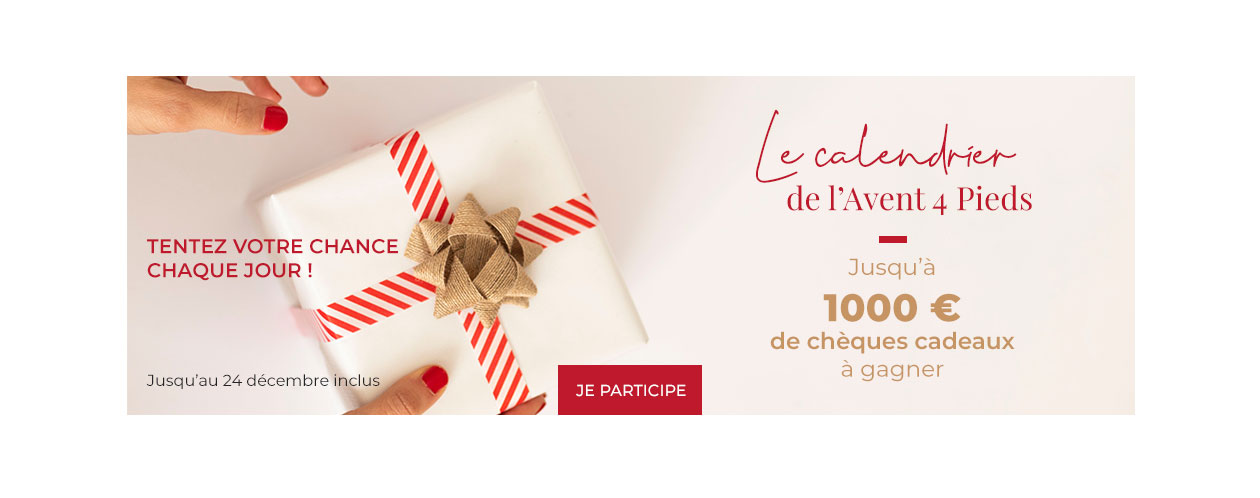 Jeu concours : le calendrier de l'avent 4 pieds.Jusqu'à 1000€ de chèque cadeau à gagner.